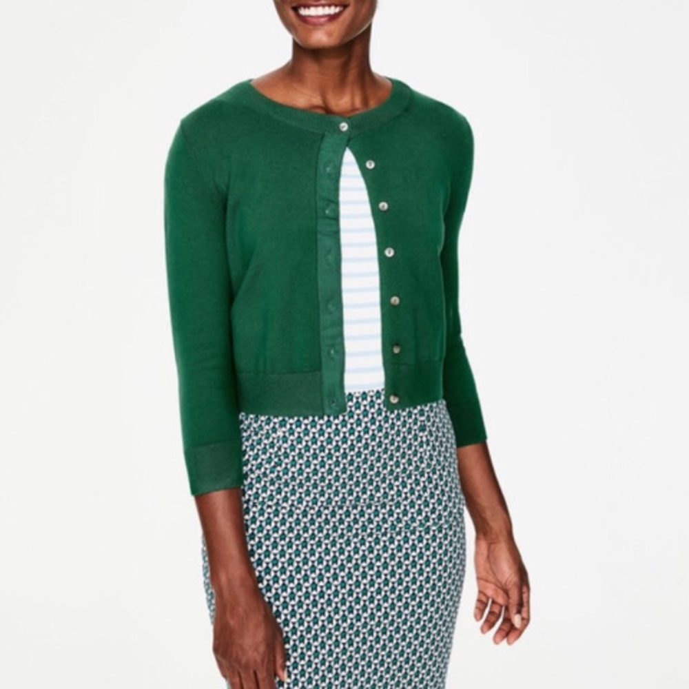 Boden Amelia Cropped Cardigan Jade Green